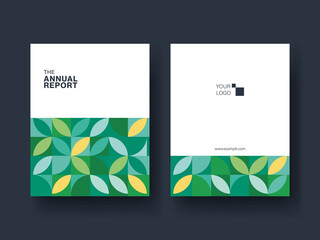 Annual business report cover vector template with ecology theme. Modern brochure layout. Minimal design illustration.