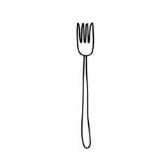 Doodle fork vector illustration. Hand drawn eco friendly fork
