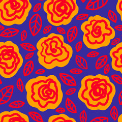 Creative universal artistic background in doodle style. Pattern of flowers and leaves. Hand drawn textures. Trendy graphic design for banner, poster, card, cover, invitation, placard, brochure.