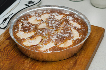 freshly baked apple pie on the table