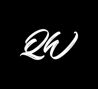 White Vector Letters Logo Brush Handlettering Calligraphy Style In Black Background Initial qw