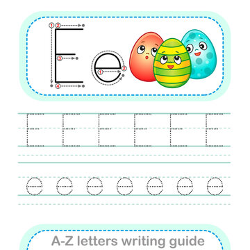 Letter Writing Guide. Worksheet Tracing Letters E. Uppercase And Lowercase Letter English Alphabet