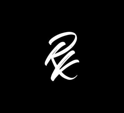 White Vector Letters Logo Brush Handlettering Calligraphy Style In Black Background Initial rk