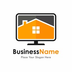 Computer house logo vector design. Suitable for business, web and art. symbol for work in home