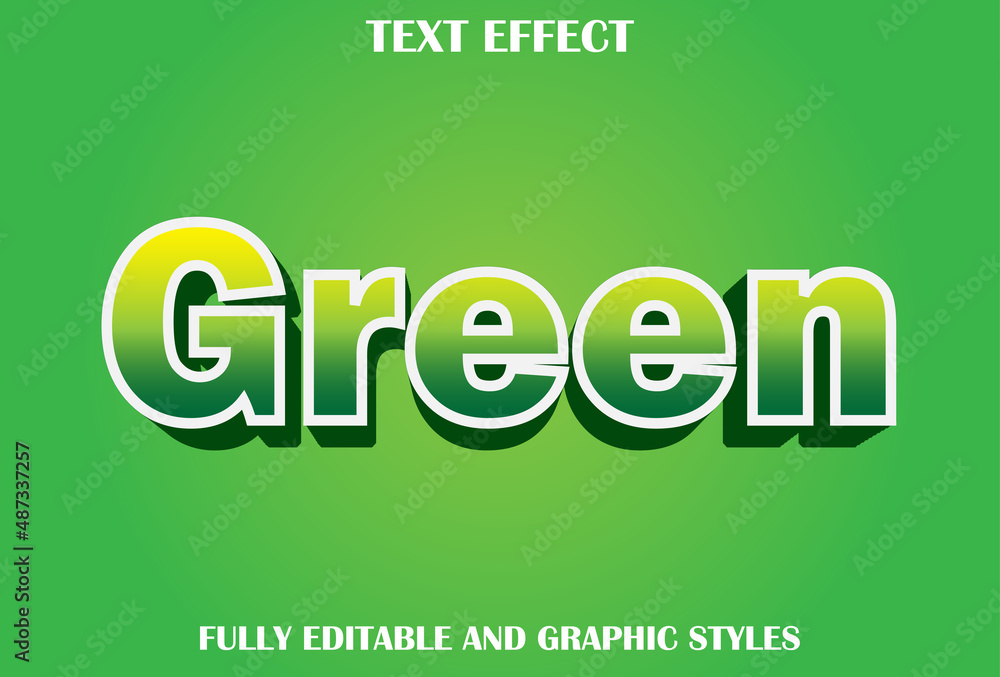 Poster green text effect for template. 3d text design.