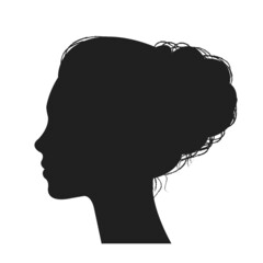 Silhouette Portrait Beautiful Profile Of Female Head Isolated Transparent Background , Vector Illustration