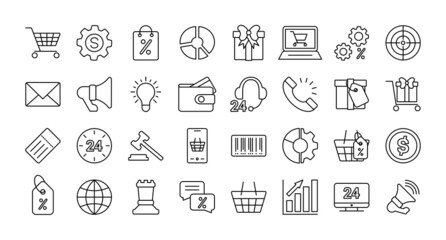 Collection of marketing icons. Web Marketing design. Vector illustration of business concept. Management strategy.