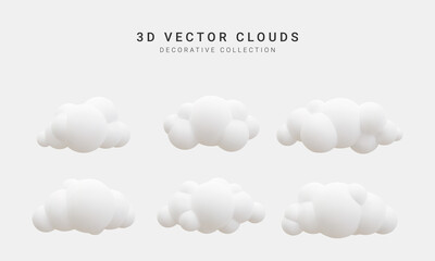 3d realistic clouds collection. Vector illustration
