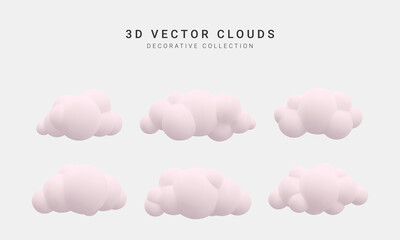 3d realistic clouds collection. Vector illustration