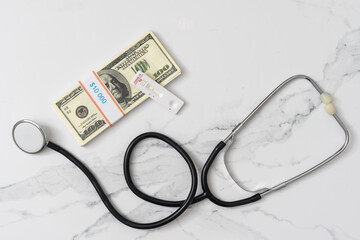 Concept of economy crisis and recession in USA during coronavirus or covid-19 pandemic, US dollars,...