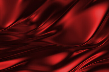 abstract soft dark red dynamic waves elegant shiny luxury fabric silk gradient texture on dark red.
