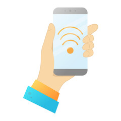 Smartphone in hand. Vector illustration.