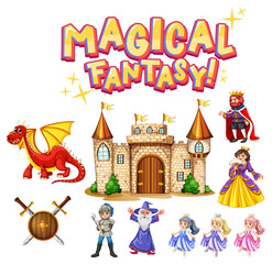 Obraz na płótnie Canvas Set of fairy tales cartoon characters