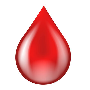 Red Blood Drop Icon Isolated With Gradient Mesh, Vector Illustration