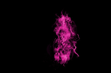 abstract light purple smoke steam flow realistic dust overlay beam fire effect light texture on dark black.