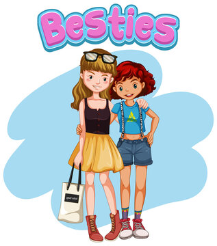 Besties with teenage girls cartoon characters