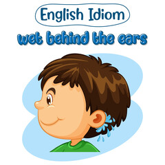 English idiom with picture description for wet behind the ears