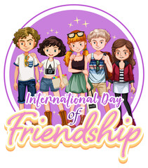 International Day of Friendship logo banner with teenagers group