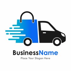 Bag car or home shipping delivery fast vector logo template. Suitable for business, web, marketing, shipping and art