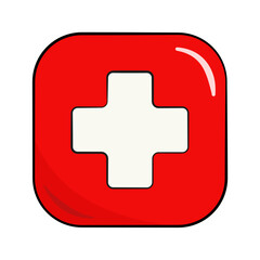 Obraz premium First aid medical sign. Isolated. Square. Vector. Cartoon