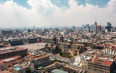 Fototapeta premium Cityscape of Mexico City in the daytime. Aerial view