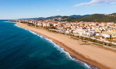Tuinposter Bird's eye view of shoreline and beach of Malgrat de Mar, Spain. © JackF
