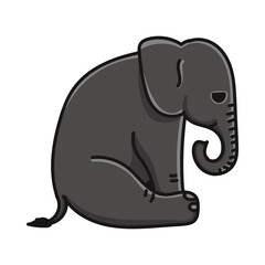Hand drawn elephant cartoon character illustration Animal.