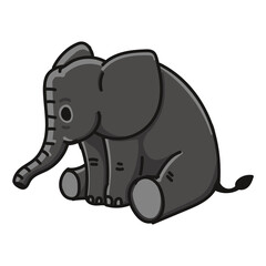 Hand drawn elephant cartoon character illustration Animal.