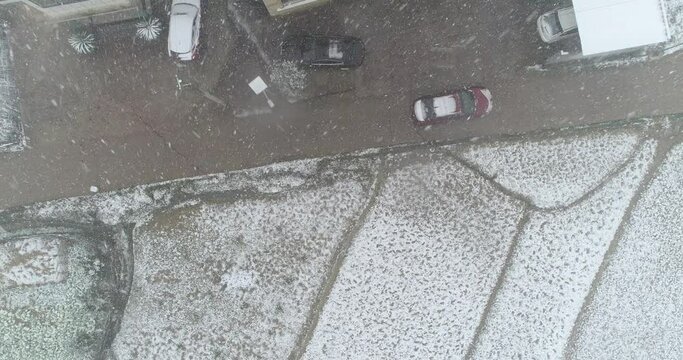 Aerial photography of rural snowstorm
