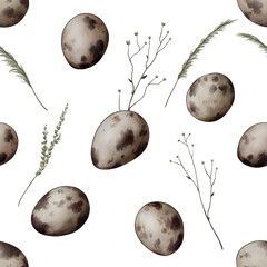 nature sketch small spotted quail eggs among field plants digital drawing pattern 2