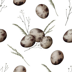 nature sketch small spotted quail eggs among field plants digital drawing pattern 4