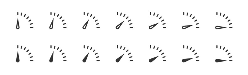 Speed meter icon. Gauge symbol. Line indicator simple illustration in vector flat - obrazy, fototapety, plakaty
