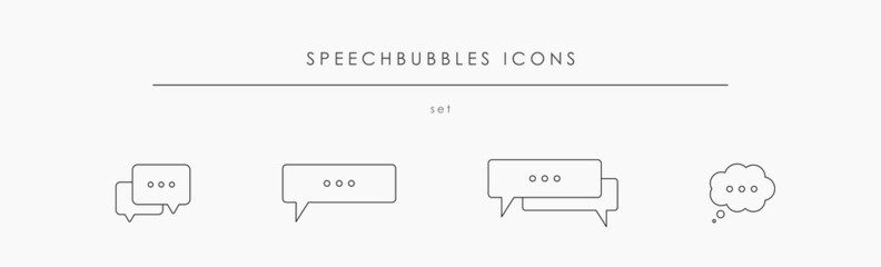Speech bubble icons set. Speech bubbe linear symbols collection for conversation. Dialog linear black icon for communication. Message flat illustration isolated on white background