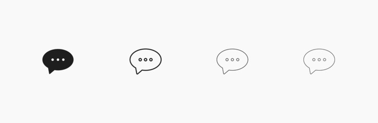 Simple speech bubble black icon vector. Message symbol