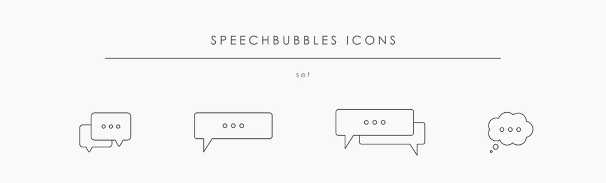 Speech bubble icons set. Speech bubbe linear symbols collection for conversation. Dialog linear black icon for communication. Message flat illustration isolated on white background