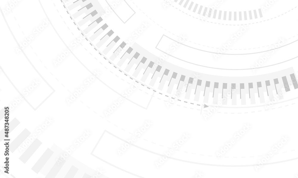 Poster White hi-tech digital abstract background with technology elements and circular structure. Communication innovation background concept technology interface. Vector illustration