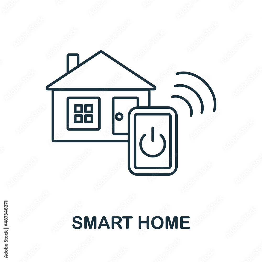 Poster smart home icon. line element from technology collection. linear smart home icon sign for web design