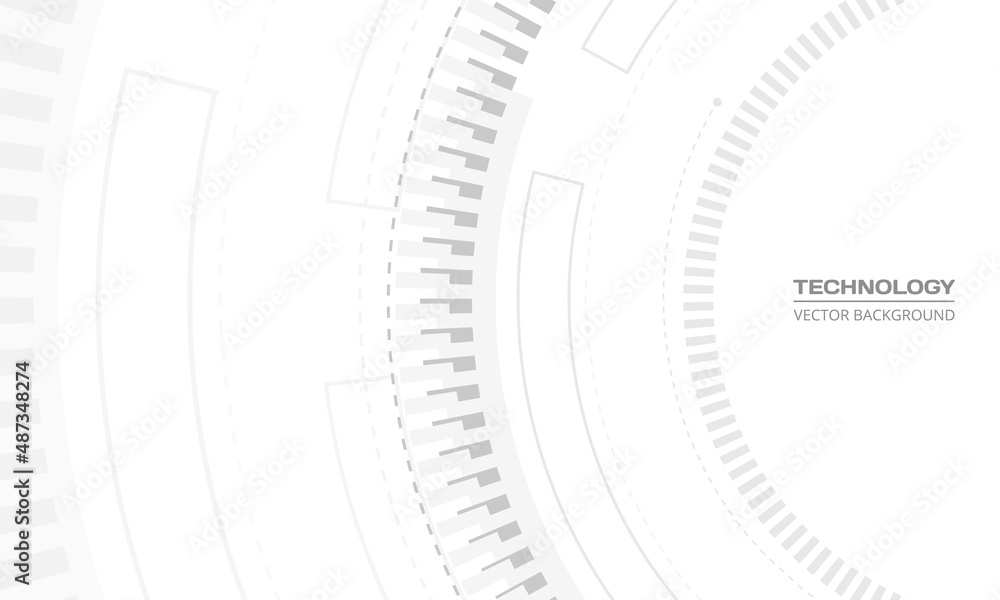 Poster Abstract white big data background with circular structure and digital technology elements. Innovation communication concept vector background wit futuristic technology interface. Vector illustration