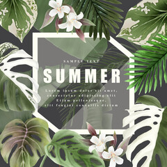 Exotic floral tropical summer background