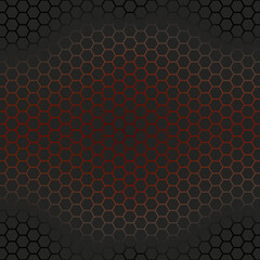Abstract, black colored and hexagonal mosaic pattern. Dark and red frames black and red color hexagon textured background.