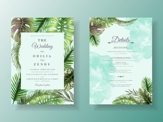 Exotic floral tropical wedding invitation card