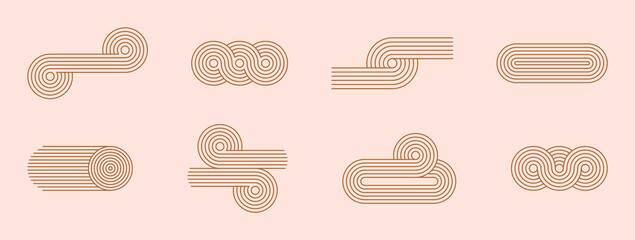 Geometric stripy pattern, design line art shape. Vector linear clipart, editable stroke
