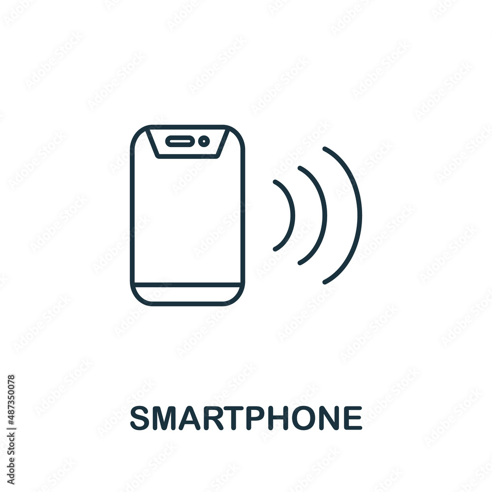 Poster smartphone icon. line element from technology collection. linear smartphone icon sign for web design