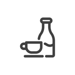 Coffee cup and milk line icon