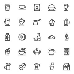 Coffee shop line icons set