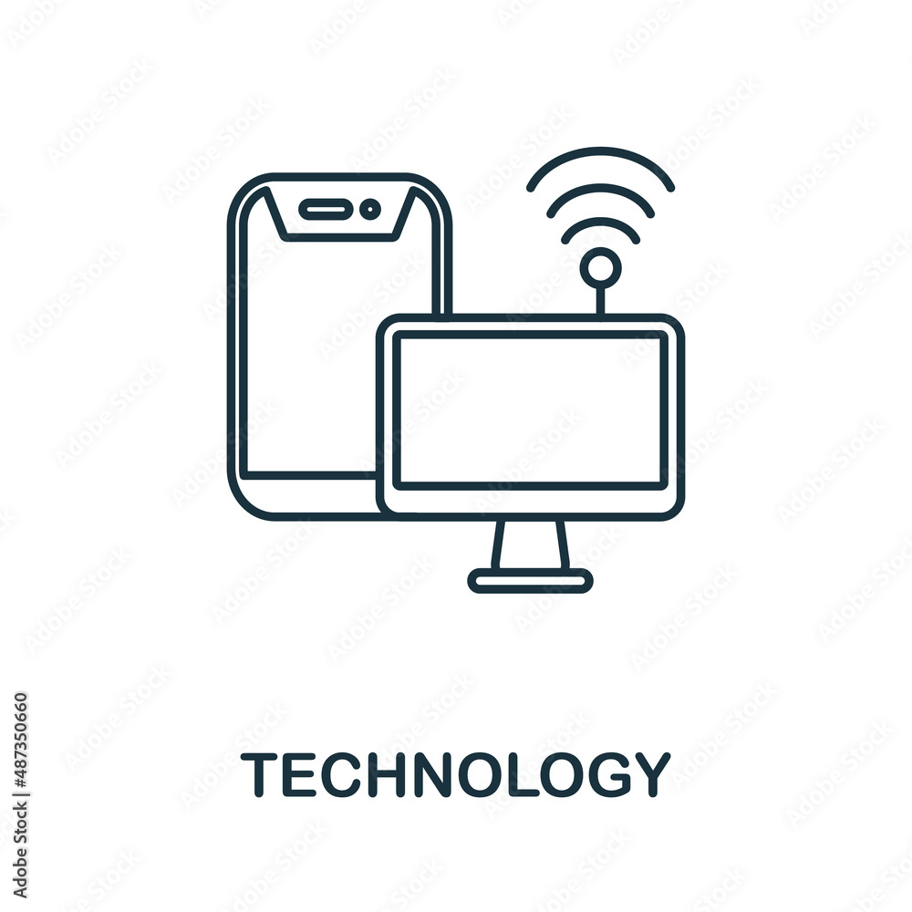 Poster technology icon. line element from technology collection. linear technology icon sign for web design