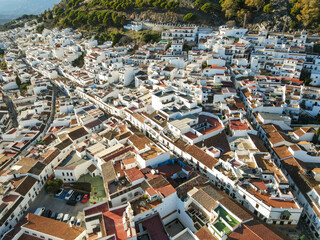 Drone view at the village of Mijas on Spain