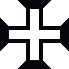 Black cross shape over white background