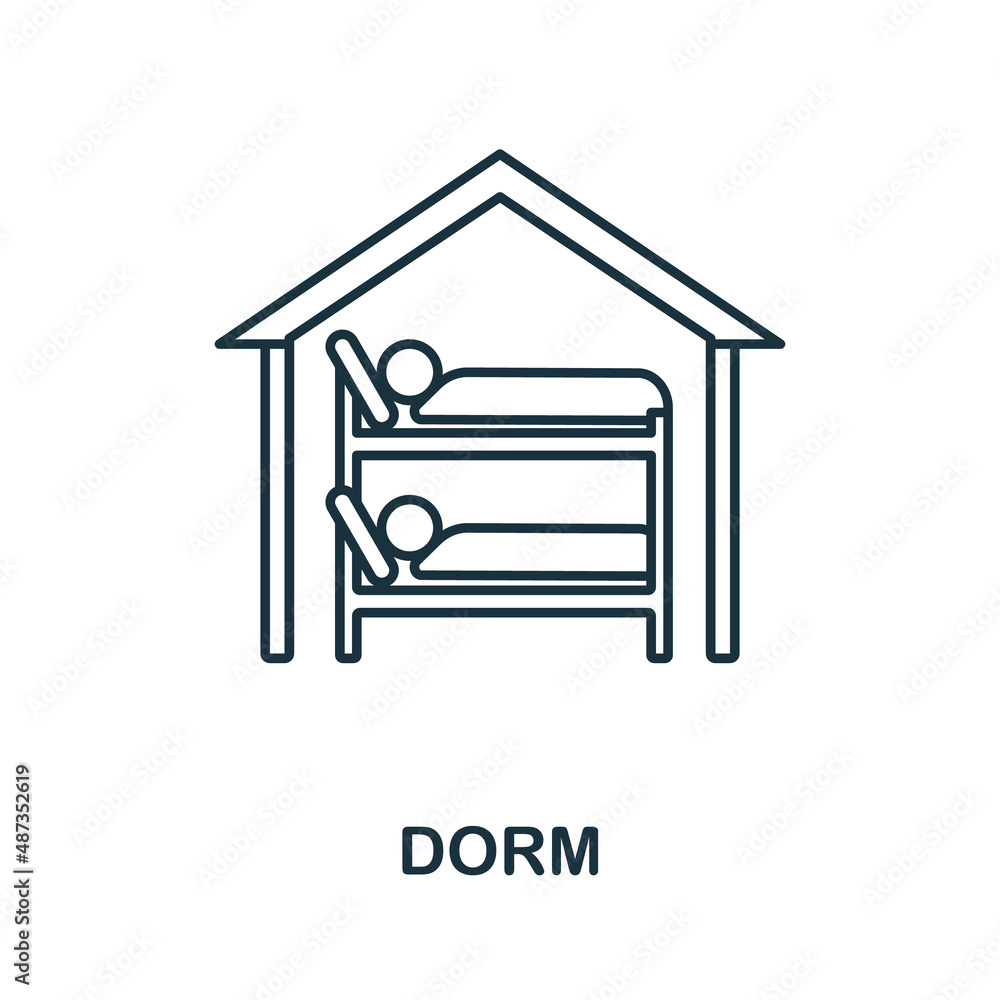 Poster dorm icon. line element from university collection. linear dorm icon sign for web design, infographi