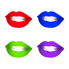 set of lipslips isolated on white 